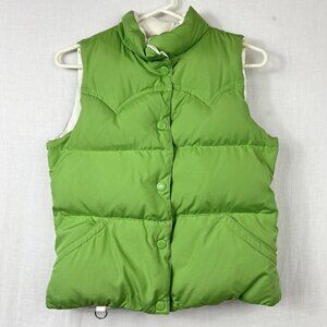 American Eagle Down Fill Reversible Puffer Vest Women S Y2K Kelly Green Rave AEO